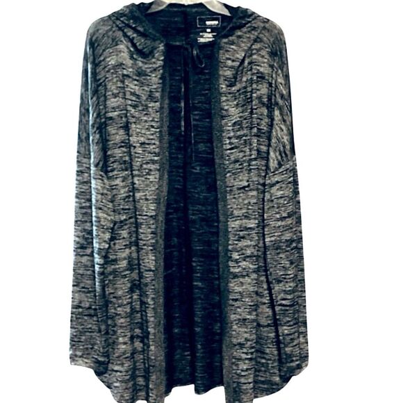 Sonoma Goods for Life Open-Front Hooded Cardigan in Gray/black 2X - Picture 2 of 8